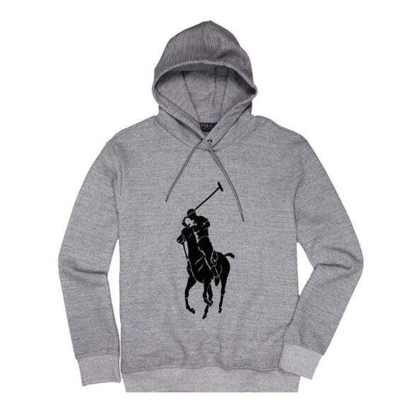 NWT POLO RALPH LAUREN Men Signature Big Pony Pullover CLSC Hoodie Gray MSRP $165 - Picture 1 of 4